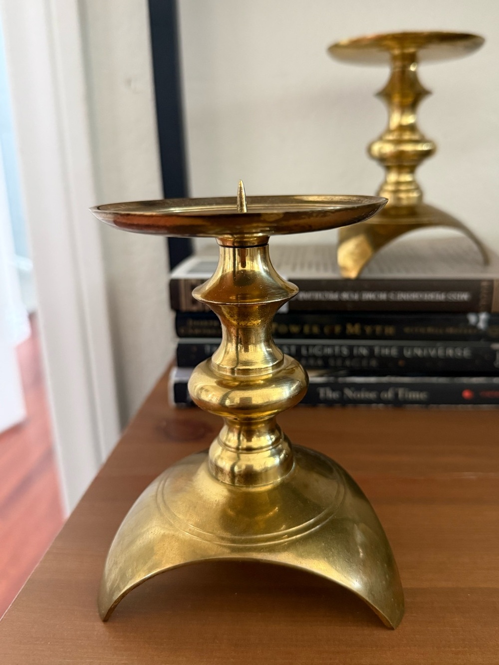 Brass MCM Style Candle Holders - Set of 2